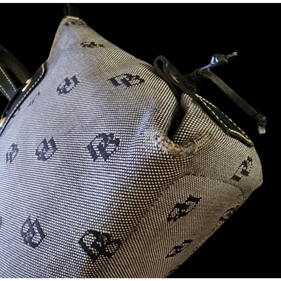 Vintage Dooney & Bourke Signature Satchel Bag Purse Black & Gray - Picture 8 of 11